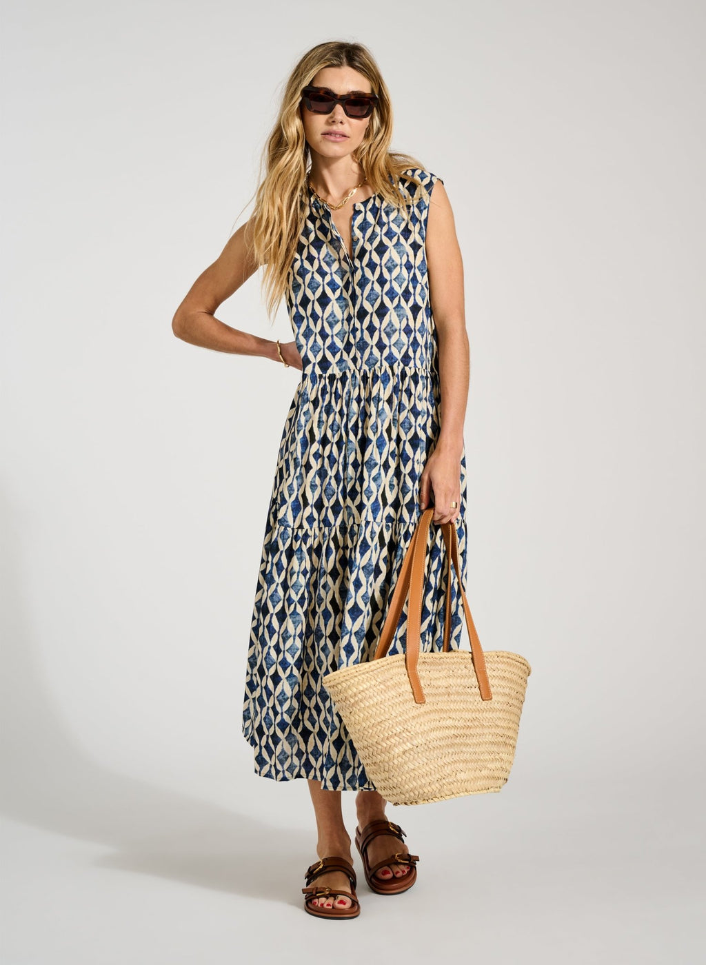Annmarie Dress - Navy Geo Baukjen
