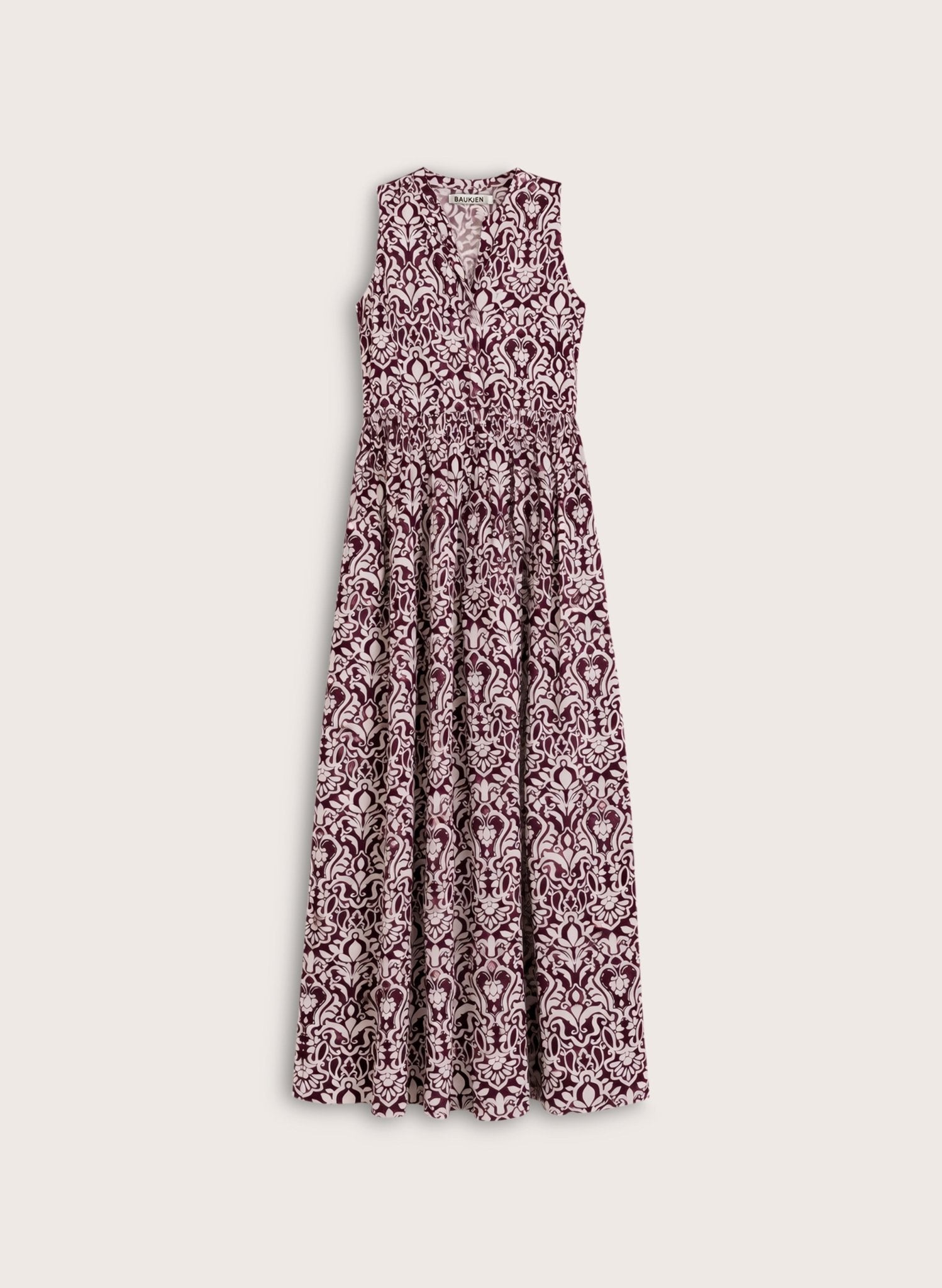 Annmarie Sleeveless Printed Dress - Burgundy Damask Baukjen