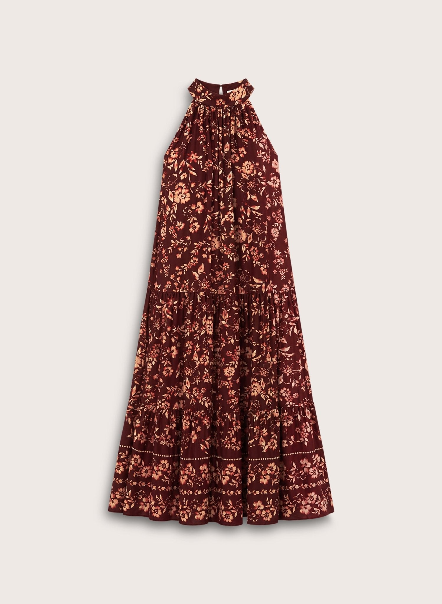Anouk Printed Sleeveless Maxi Dress - Burgundy Floral Border Baukjen