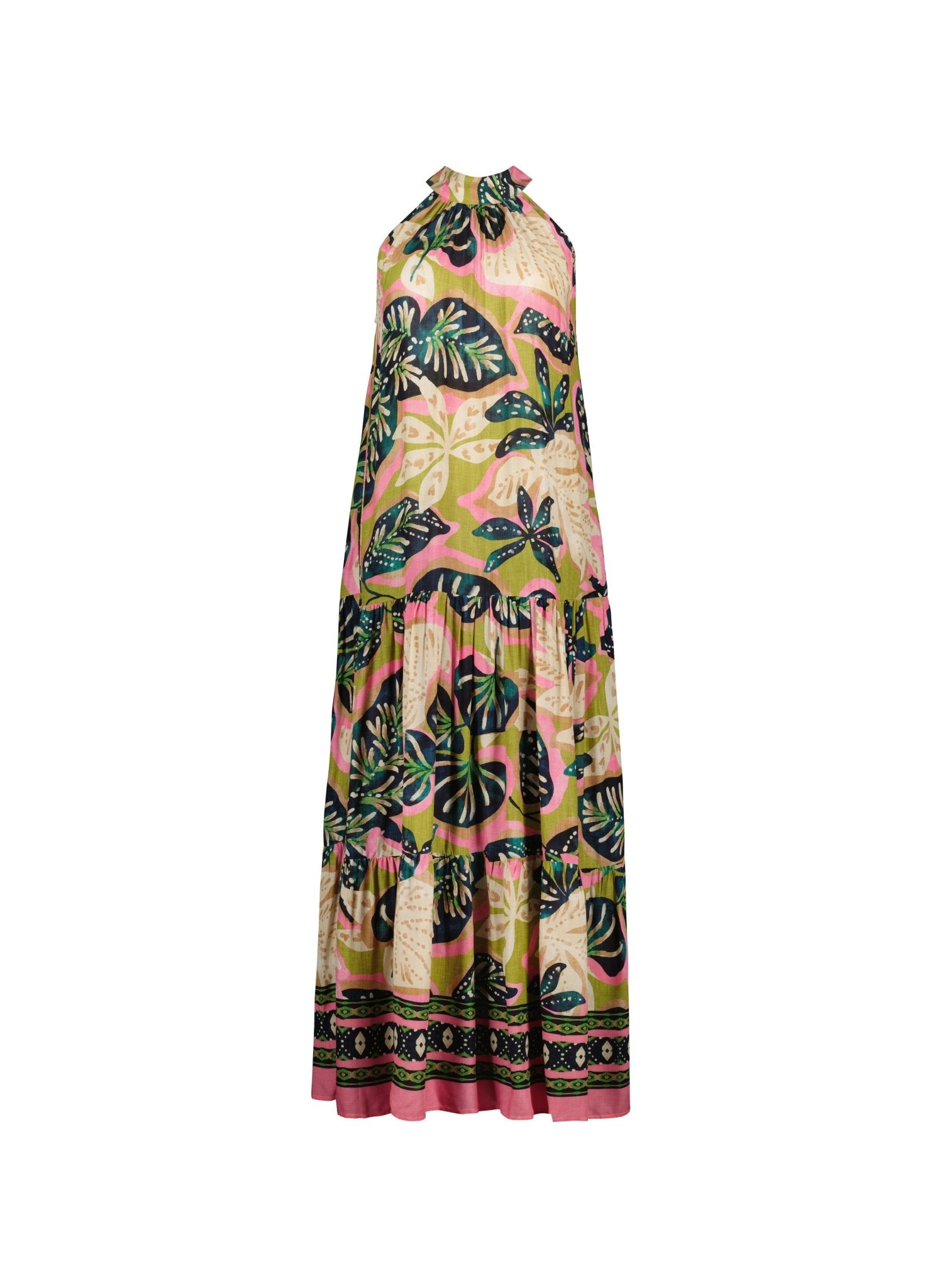 Anouk Printed Sleeveless Maxi Dress - Lime Palm Baukjen