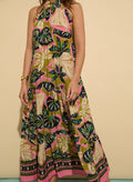 Anouk Printed Sleeveless Maxi Dress - Lime Palm Baukjen