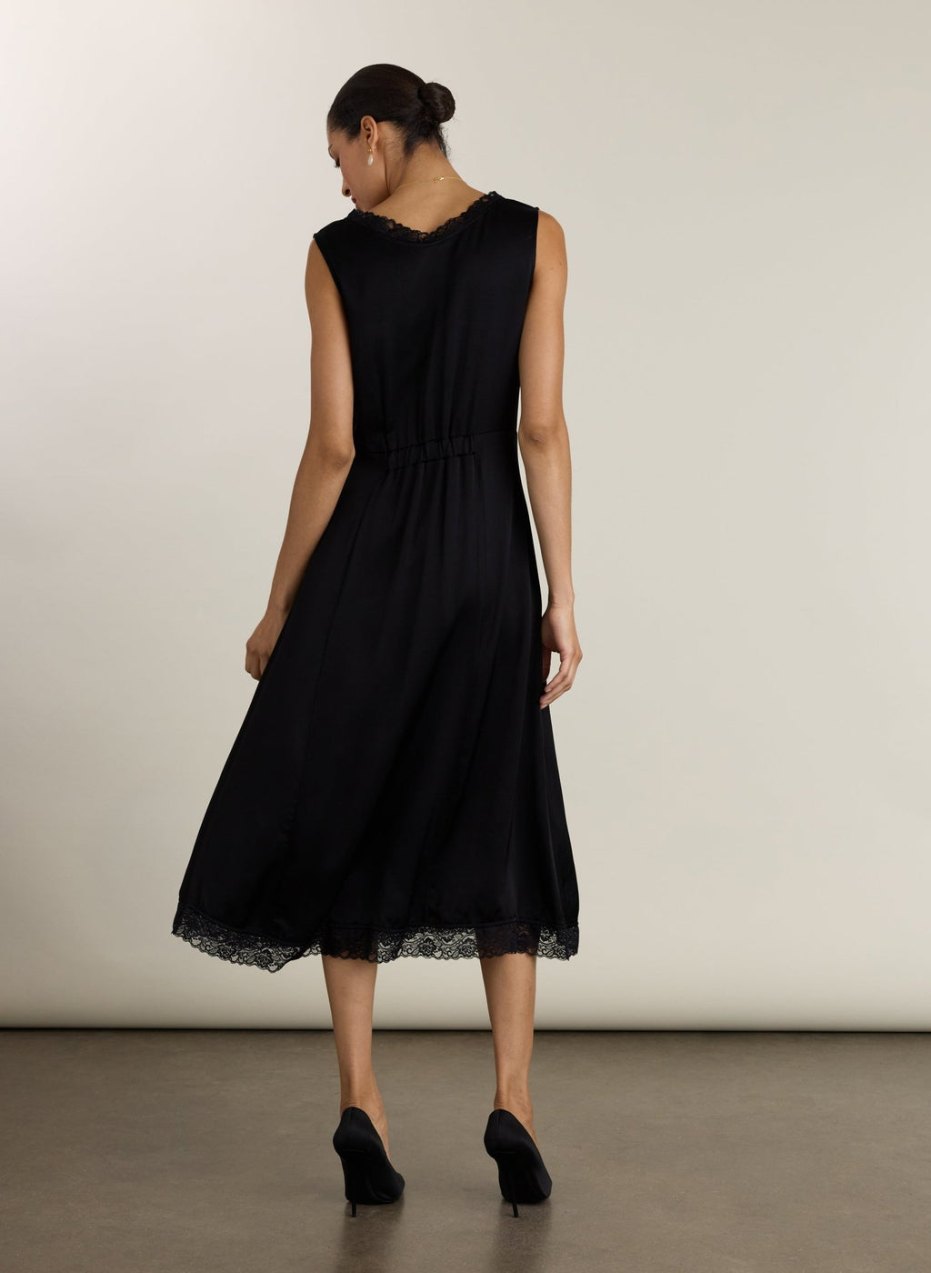 Anoushka Satin Slip Dress - Caviar Black Baukjen