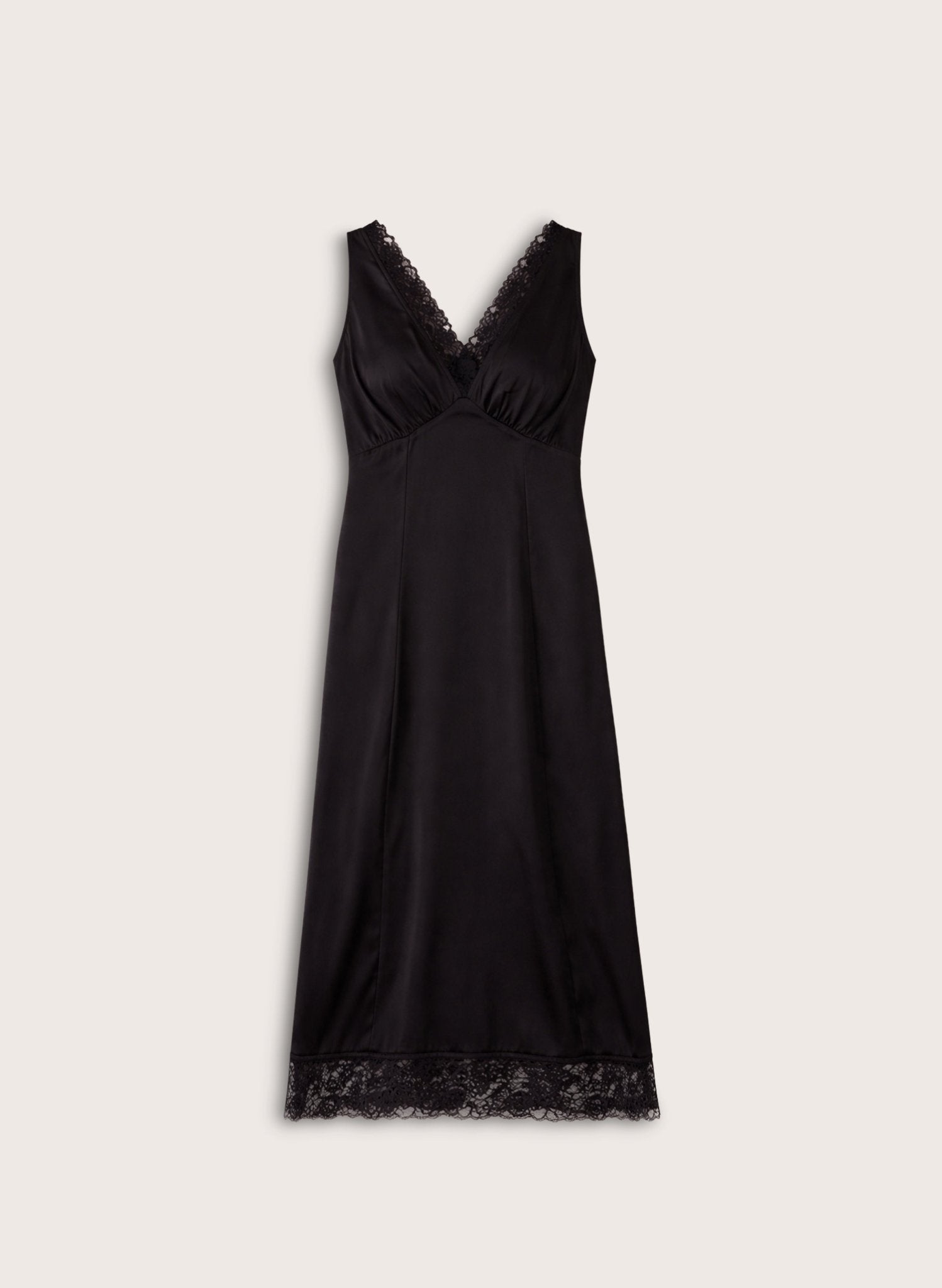 Anoushka Satin Slip Dress - Caviar Black Baukjen