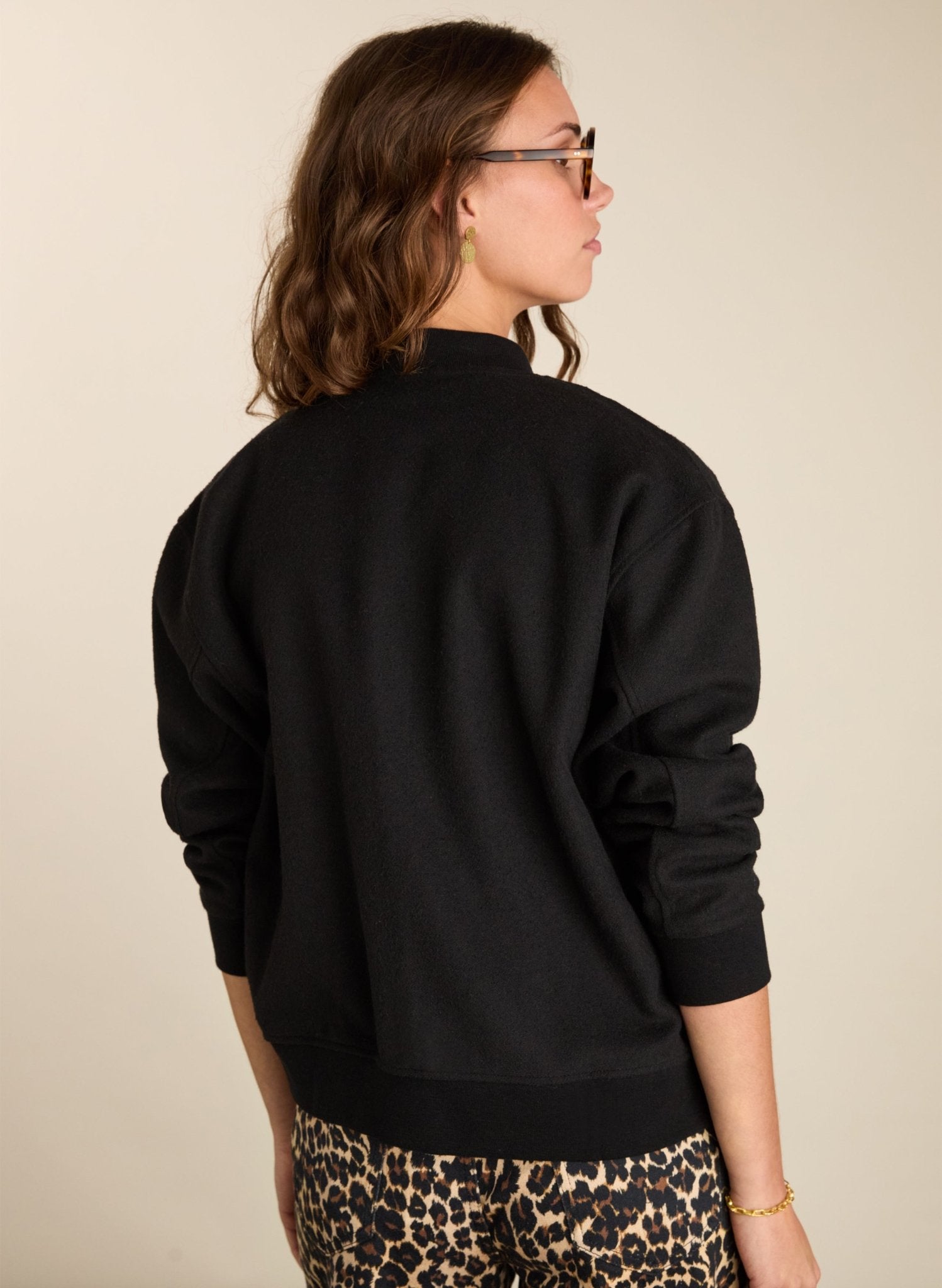Antonia Wool Blend Bomber Jacket - Caviar Black Baukjen