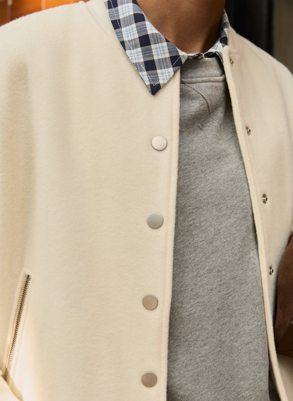 Antonia Wool Blend Bomber Jacket - Soft White Baukjen