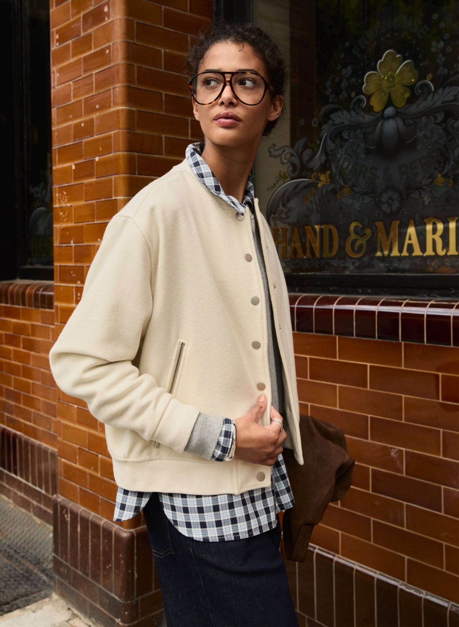 Antonia Wool Blend Bomber Jacket - Soft White Baukjen