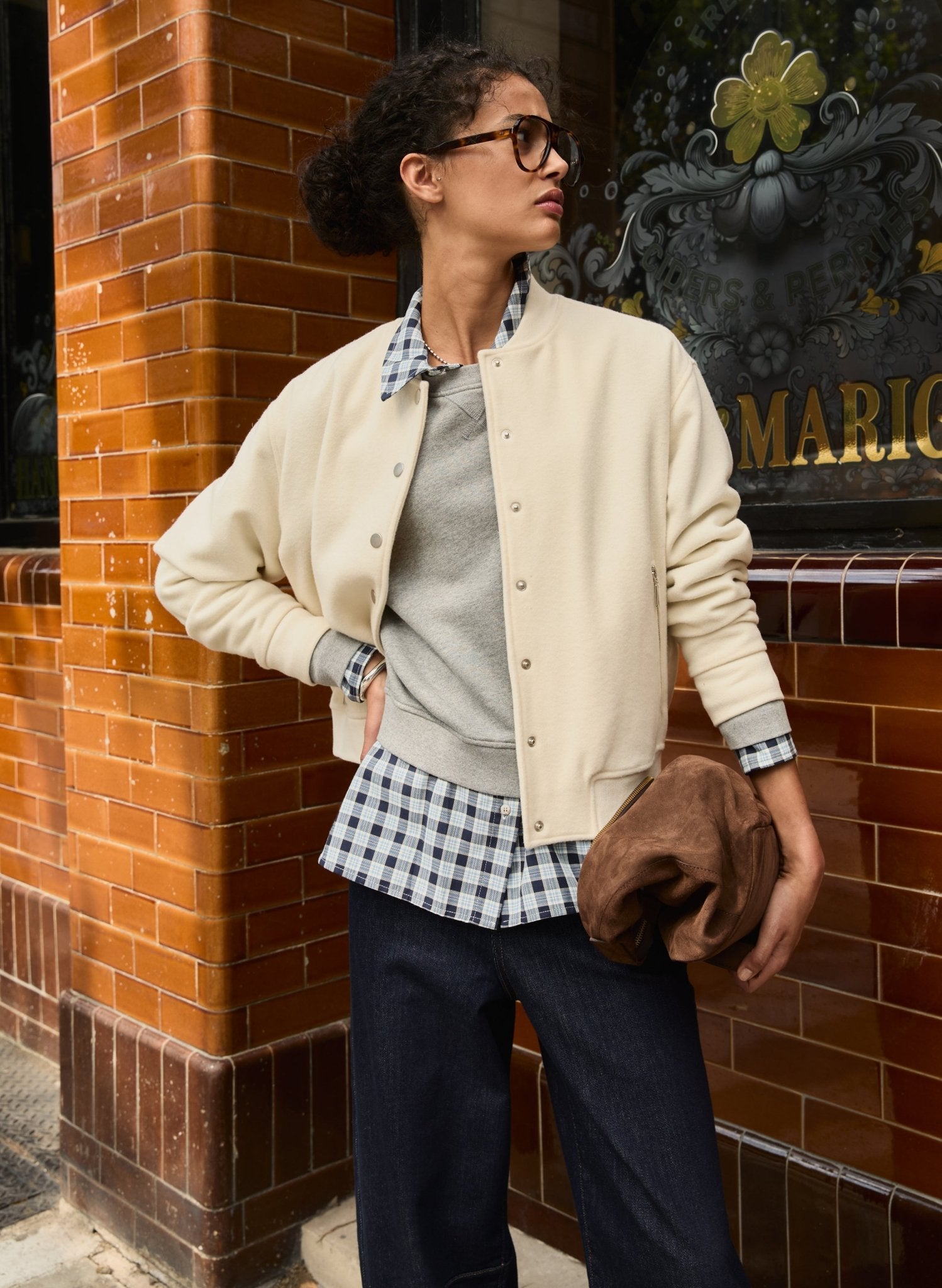 Antonia Wool Blend Bomber Jacket - Soft White Baukjen