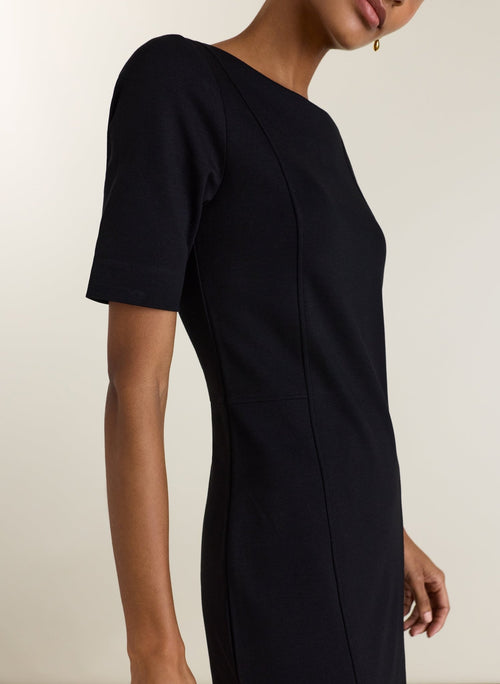April Ponte Knee Length Dress - Black Baukjen