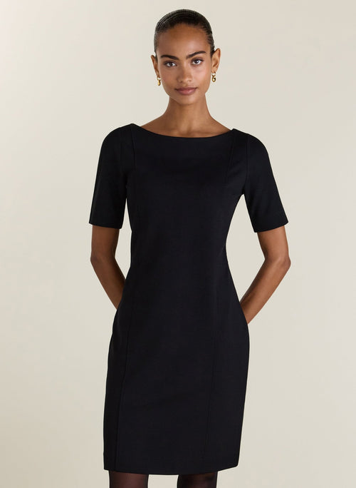 April Ponte Knee Length Dress - Black Baukjen