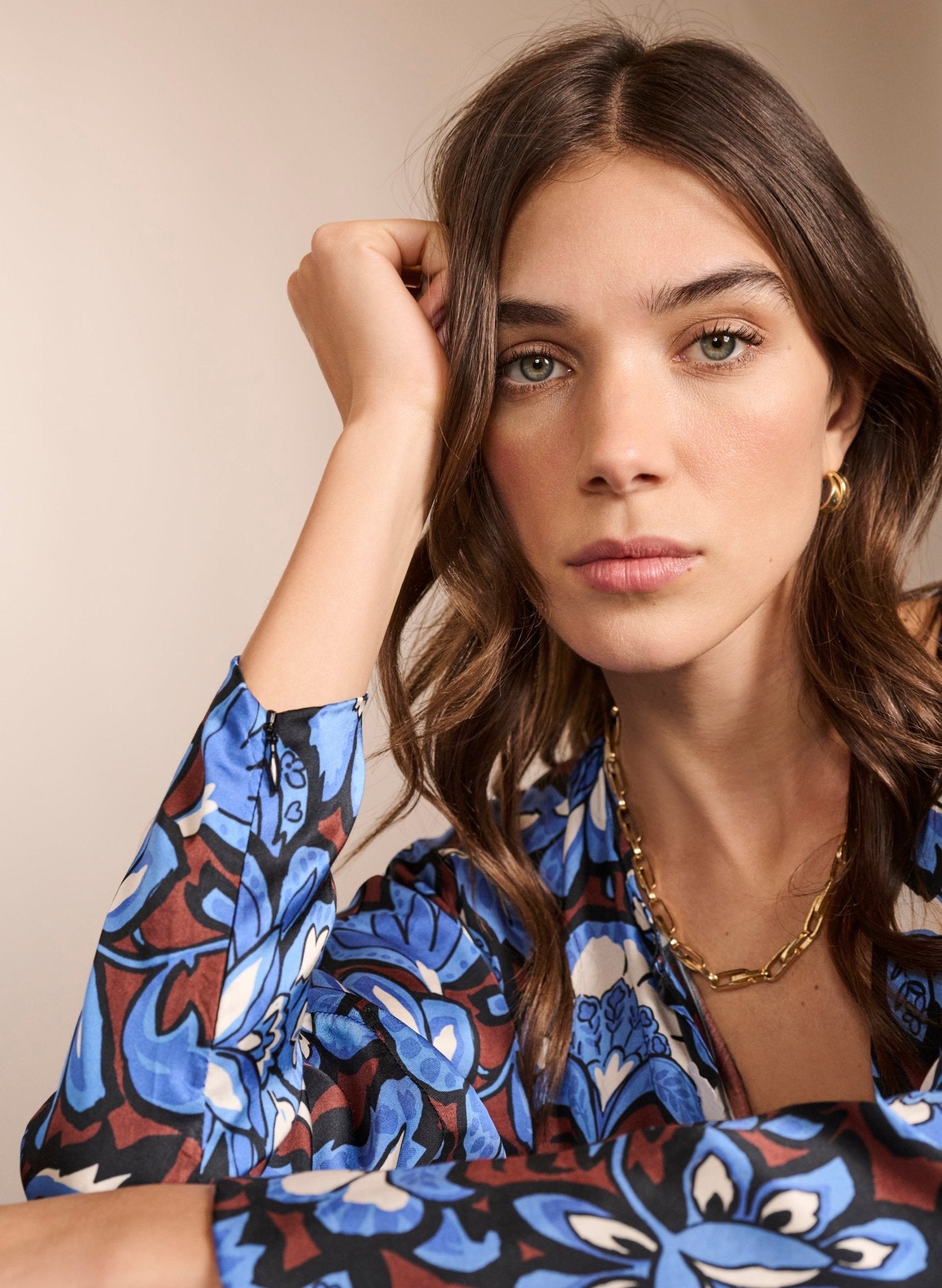 Arabella Printed Tea Dress - Blue Floral Saraca Baukjen