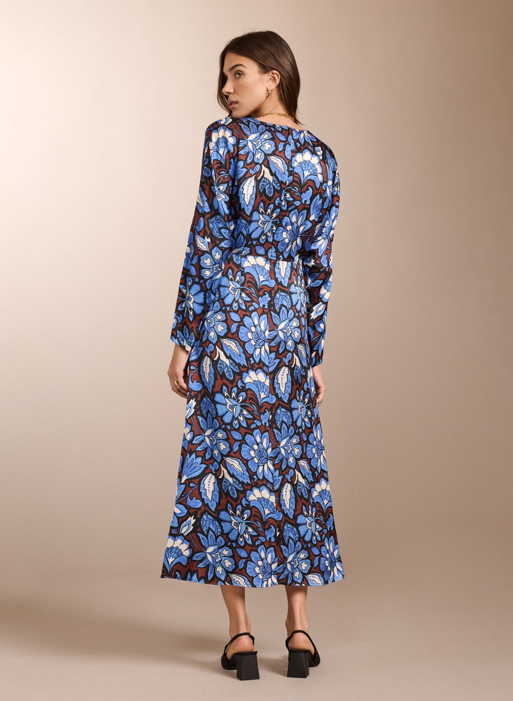Arabella Printed Tea Dress - Blue Floral Saraca Baukjen