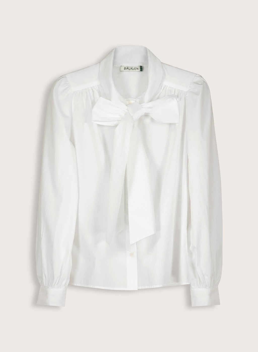 Araya Organic Cotton Bow Neck Blouse - Pure White Baukjen