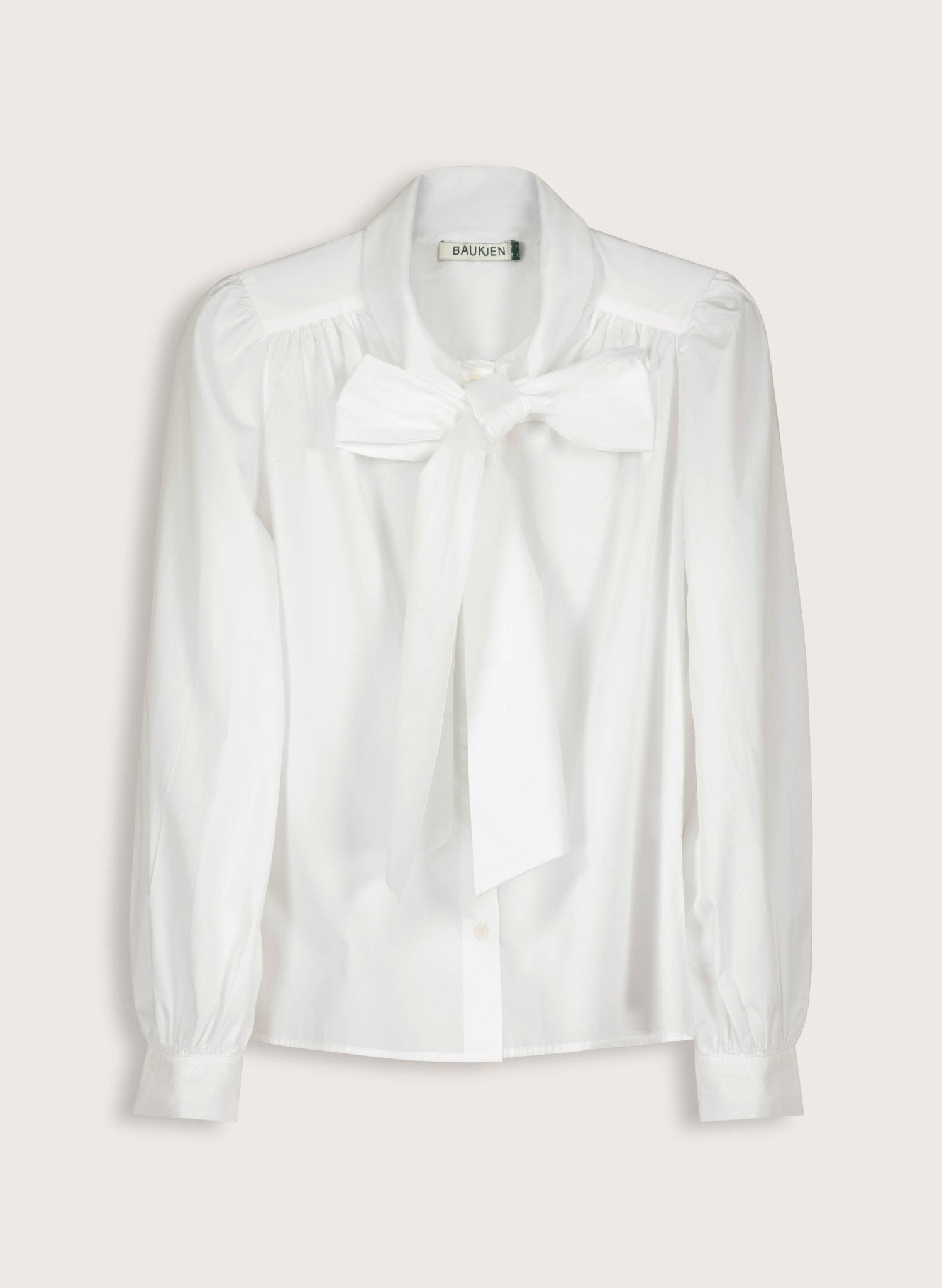 Araya Organic Cotton Bow Neck Blouse - Pure White Baukjen