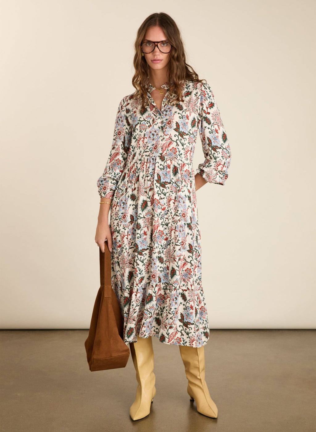 Arlette Dress with LENZING™ ECOVERO™ - Khaki Folk Baukjen