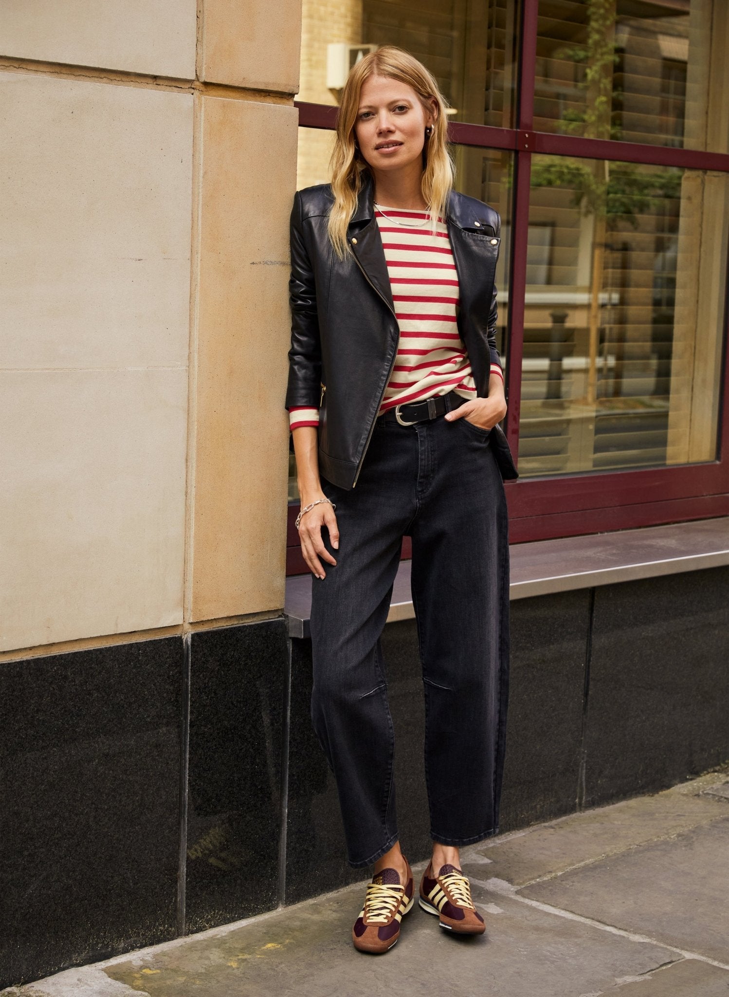 Ashley Organic Cotton Top - Barley & Deep Red Stripe Baukjen