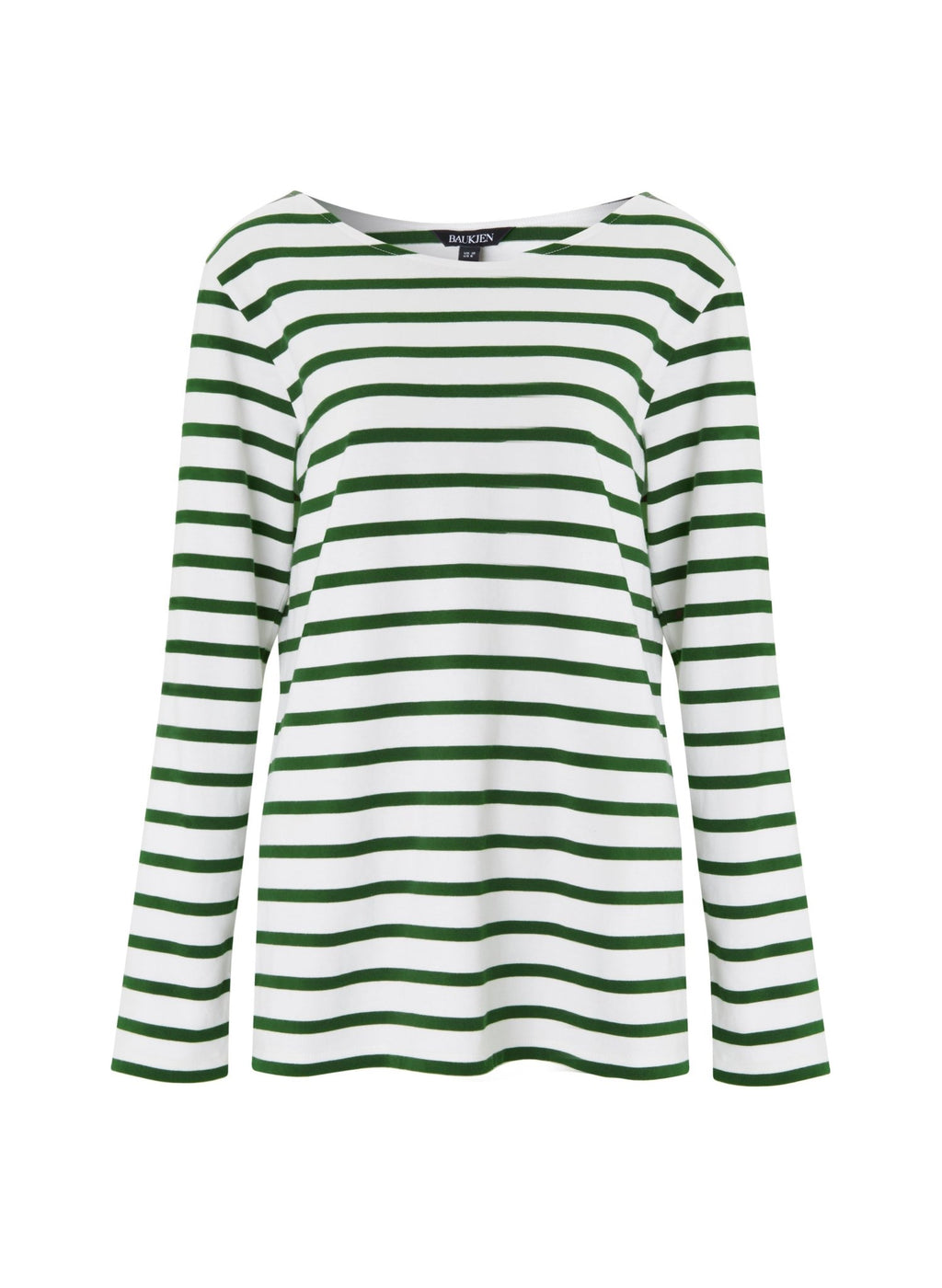 Ashley Organic Cotton Top - Soft White & Forest Green Baukjen