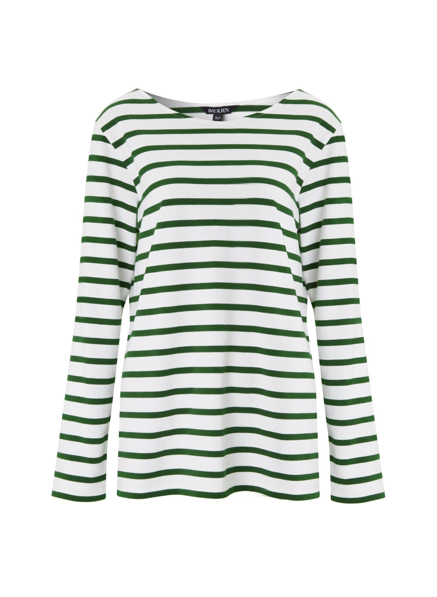 Ashley Organic Cotton Top - Soft White & Forest Green Baukjen