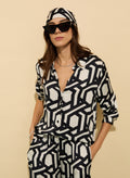 Ashlyn Printed Satin Shirt - Black Geo Baukjen