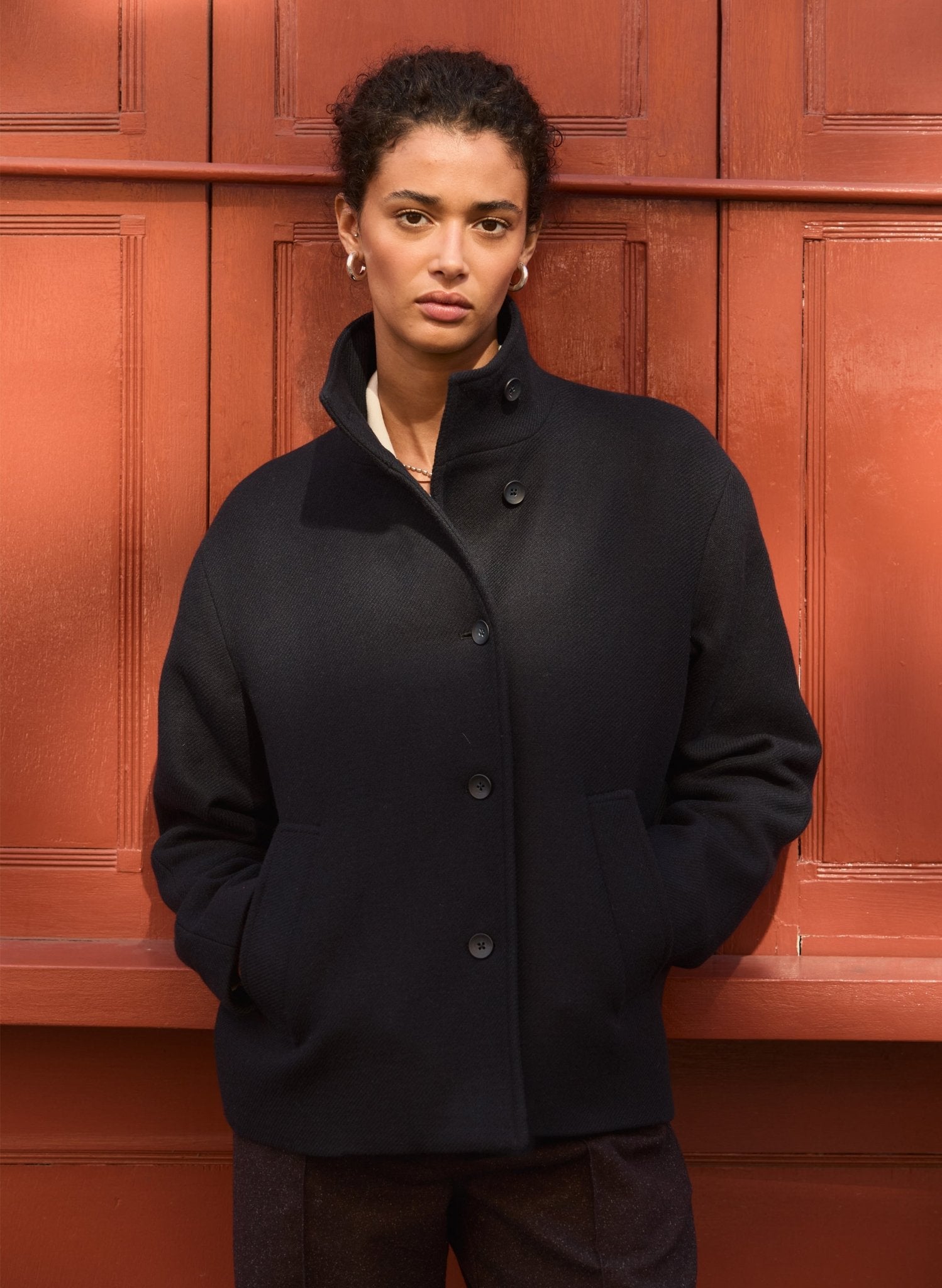 Ashton Wool Blend Short Coat - Classic Navy Baukjen