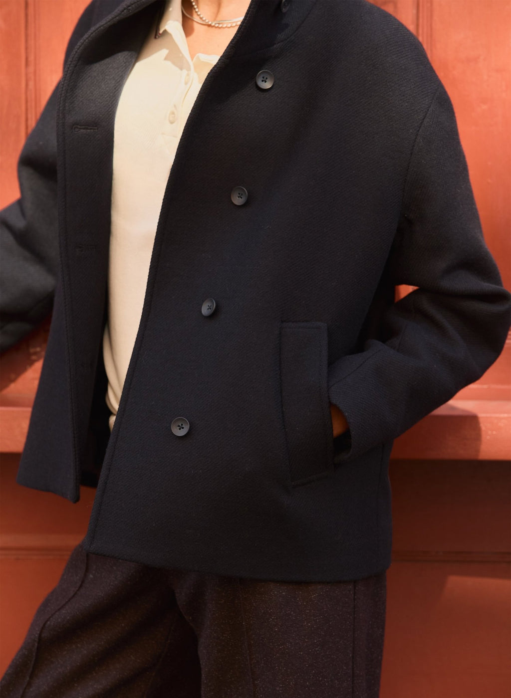 Ashton Wool Blend Short Coat - Classic Navy Baukjen
