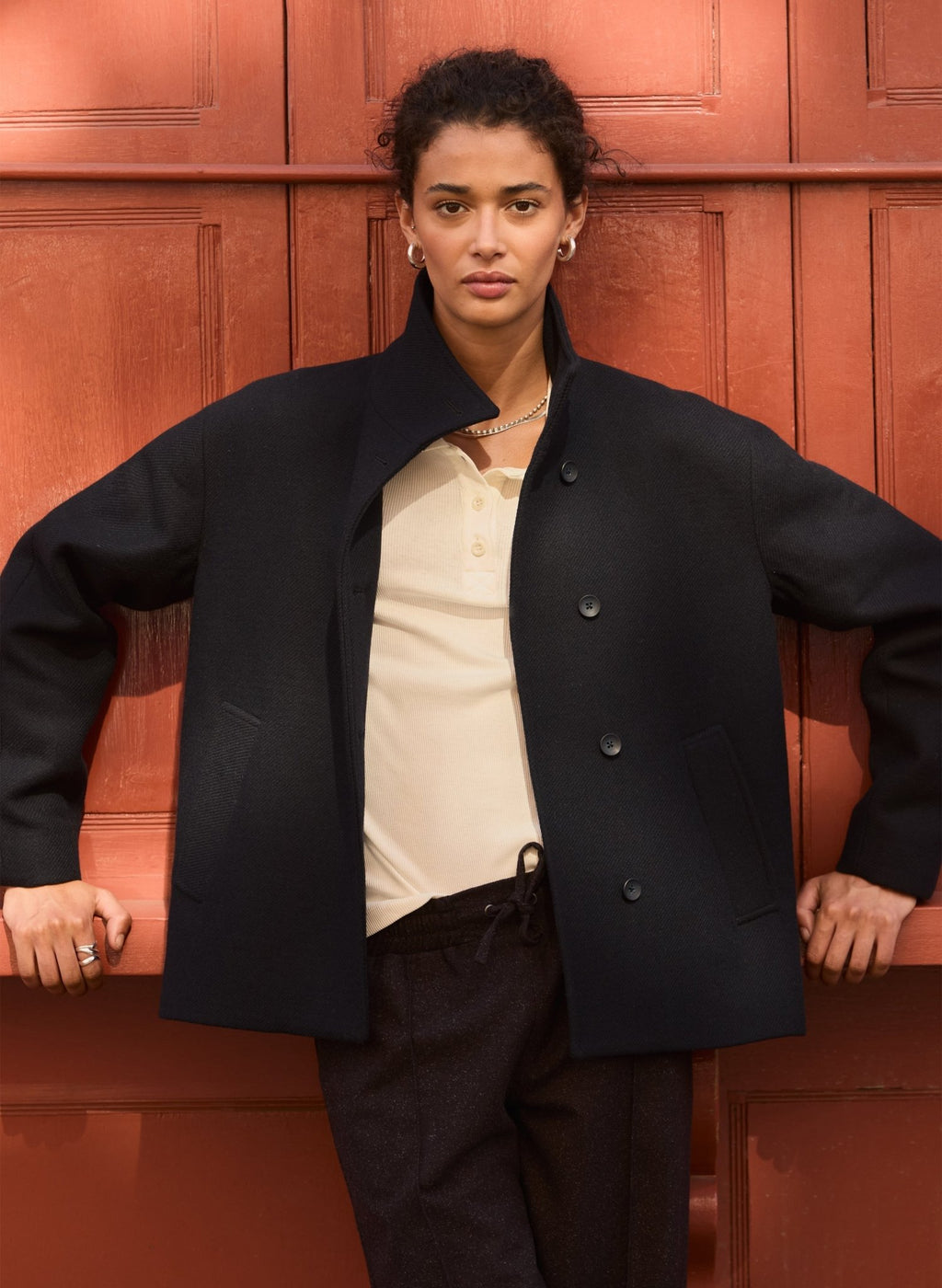 Ashton Wool Blend Short Coat - Classic Navy Baukjen