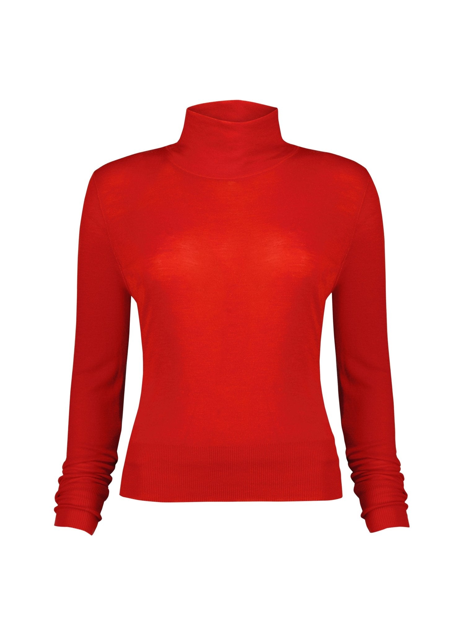 Augustina Semi Sheer Wool Blend Top - Crimson Red Baukjen