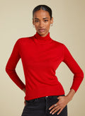 Augustina Semi Sheer Wool Blend Top - Crimson Red Baukjen
