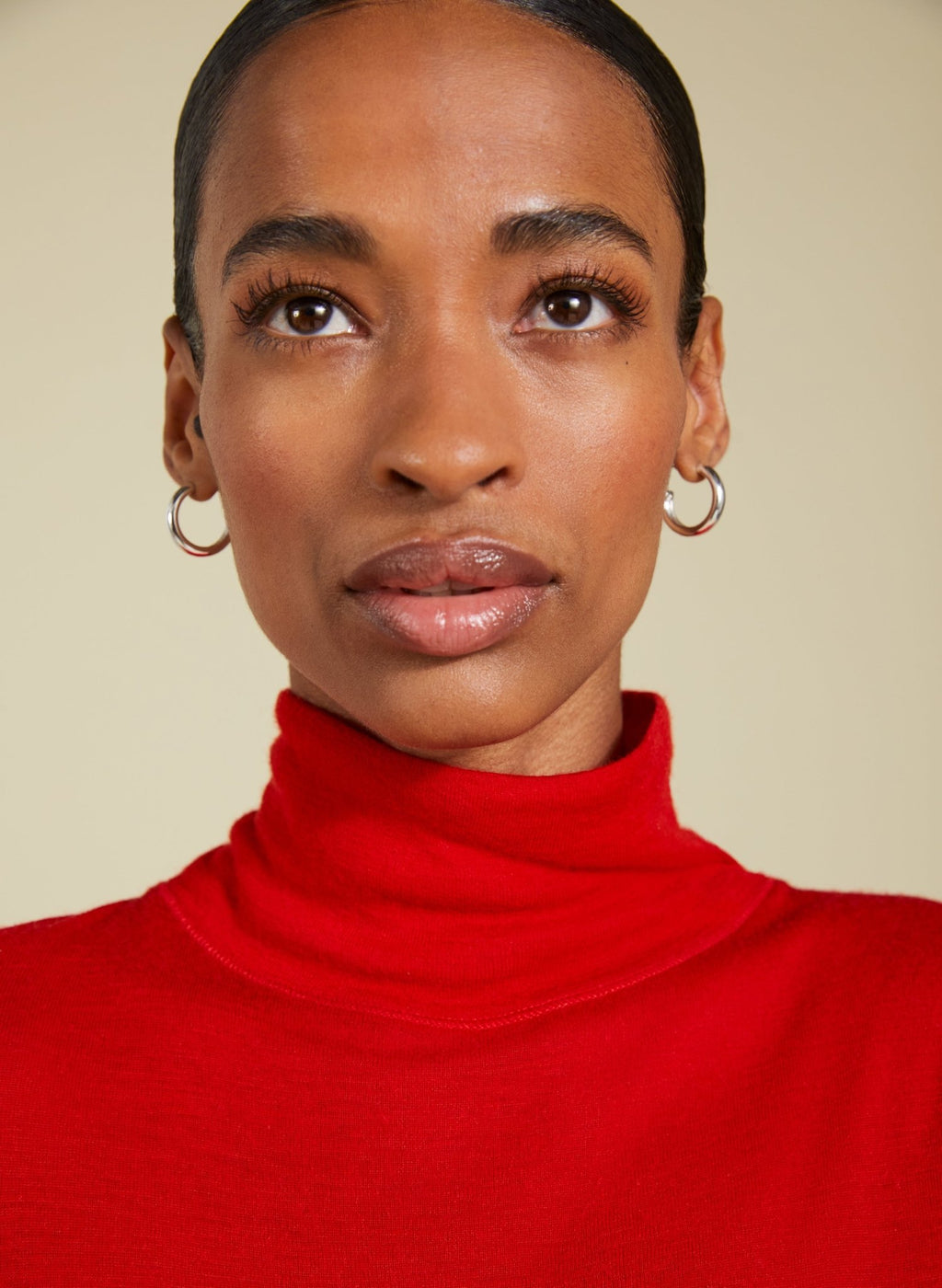 Augustina Semi Sheer Wool Blend Top - Crimson Red Baukjen