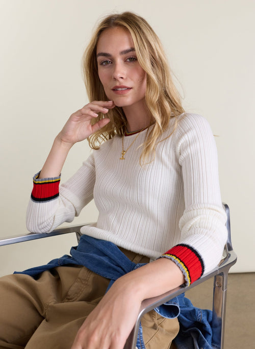 Aven Merino Wool Ribbed Top - Cream Baukjen