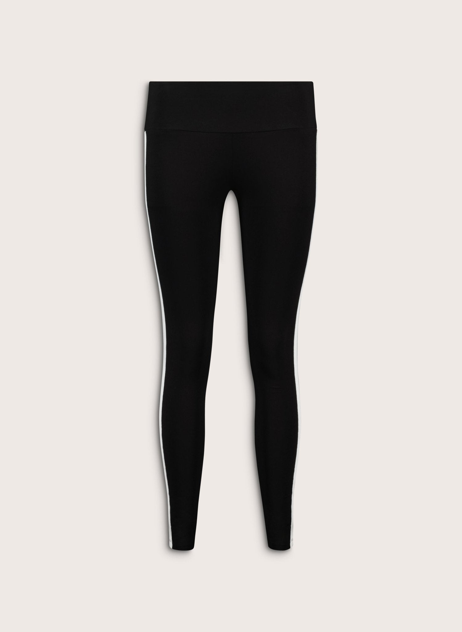 Avery Side Stripe Leggings - Caviar Black, White & Olive Baukjen
