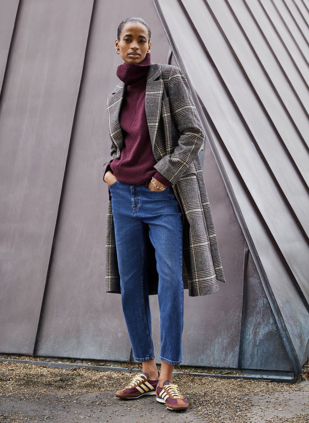 Aye Check Coat - Brown Check Baukjen