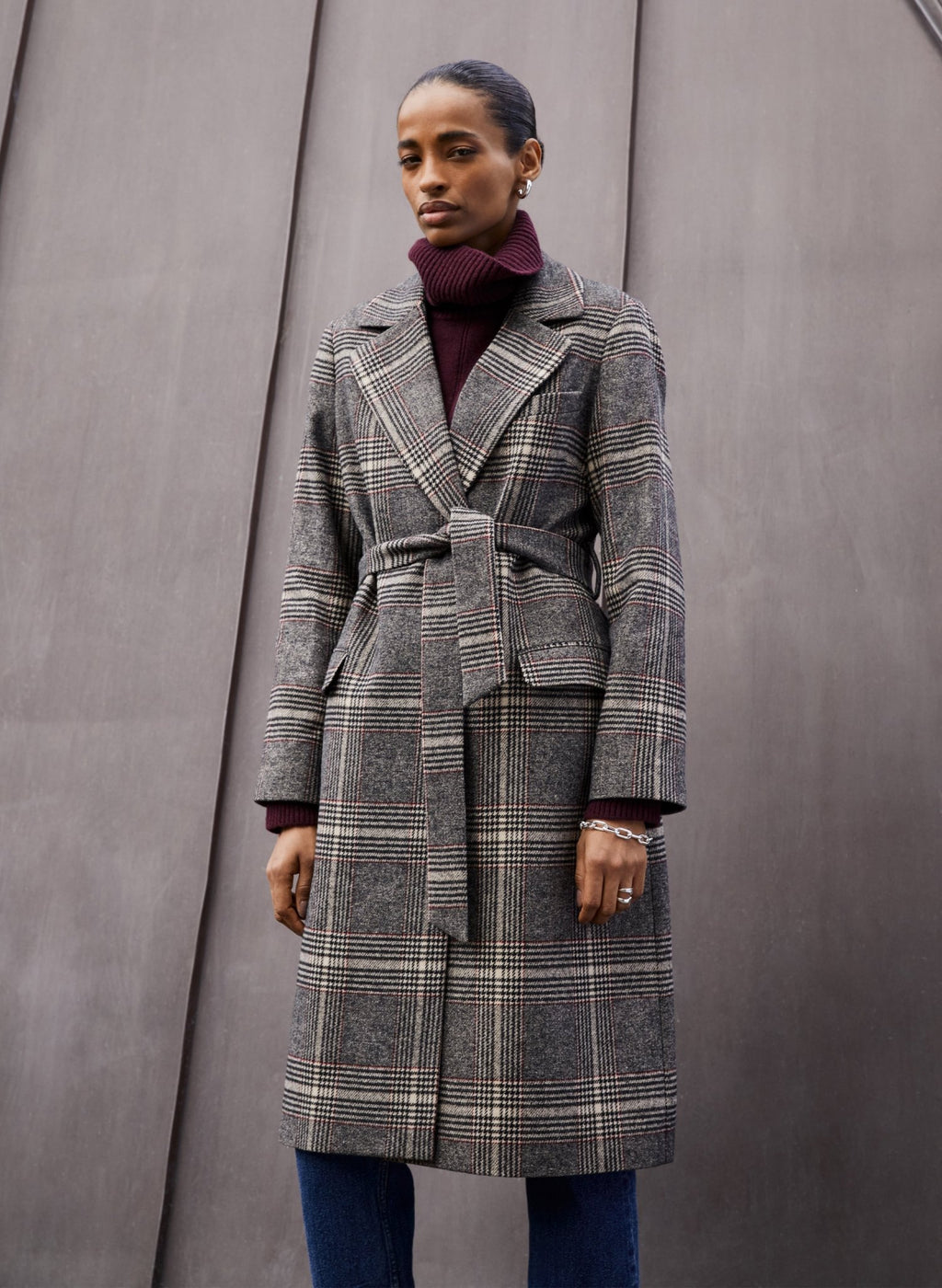 Aye Check Coat - Brown Check Baukjen
