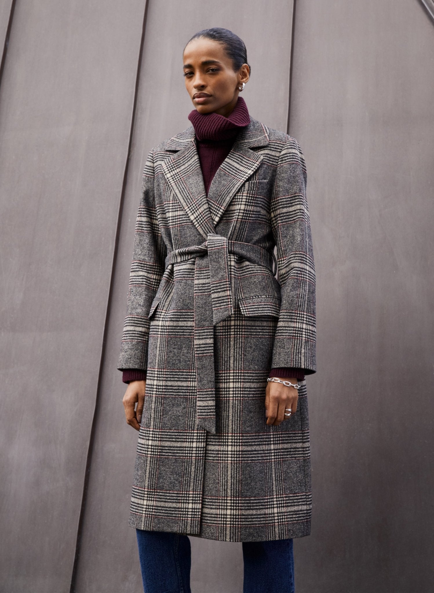 Aye Check Coat - Brown Check Baukjen