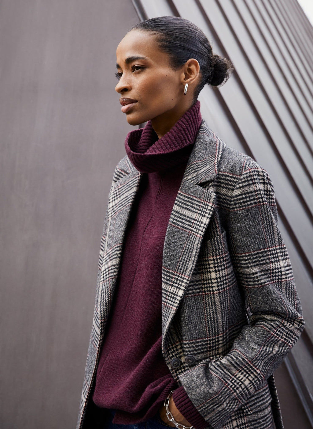 Aye Check Coat - Brown Check Baukjen