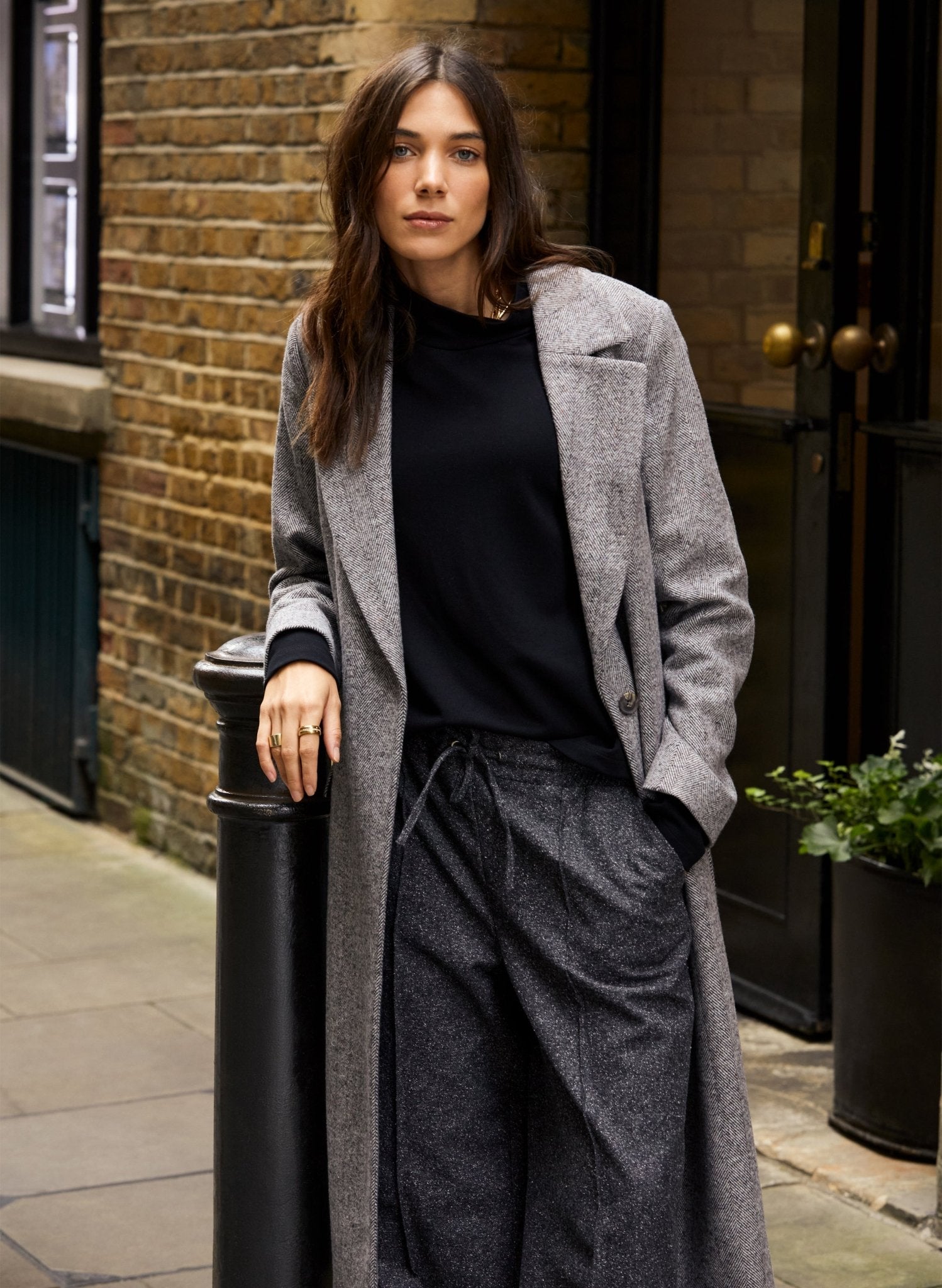 Aye Tailored Coat - Black & White Herringbone Baukjen
