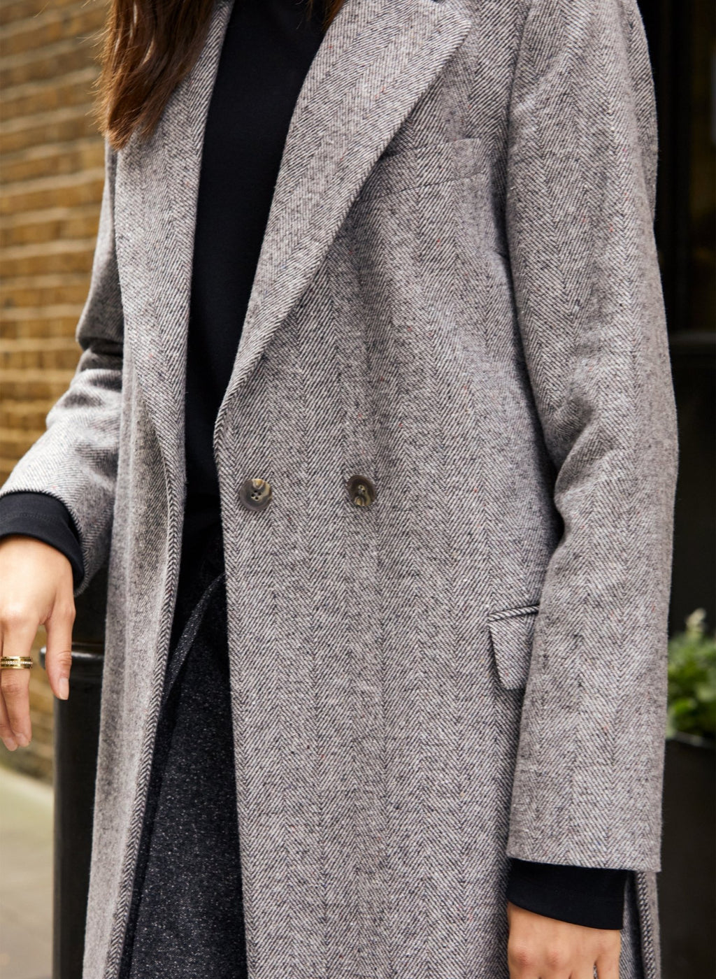 Aye Tailored Coat - Black & White Herringbone Baukjen