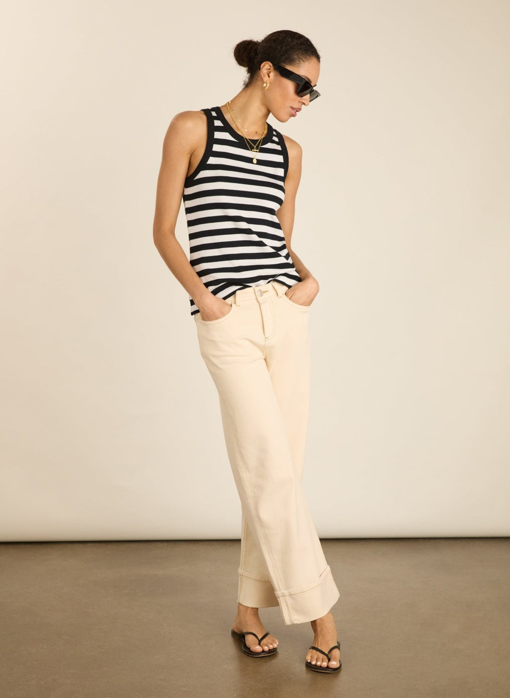 Baukjen Essentials Organic Cotton Rib Tank - Caviar Black & Soft White Baukjen