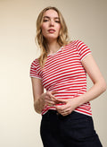 Baukjen Essentials Organic Cotton Slim Tee - Crimson & Pure White Baukjen