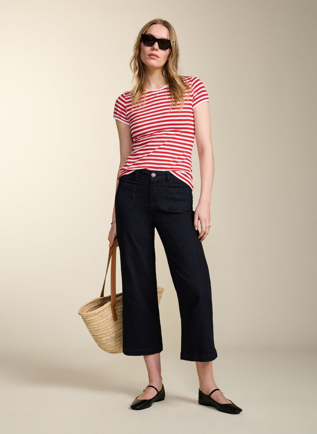 Baukjen Essentials Organic Cotton Slim Tee - Crimson & Pure White Baukjen