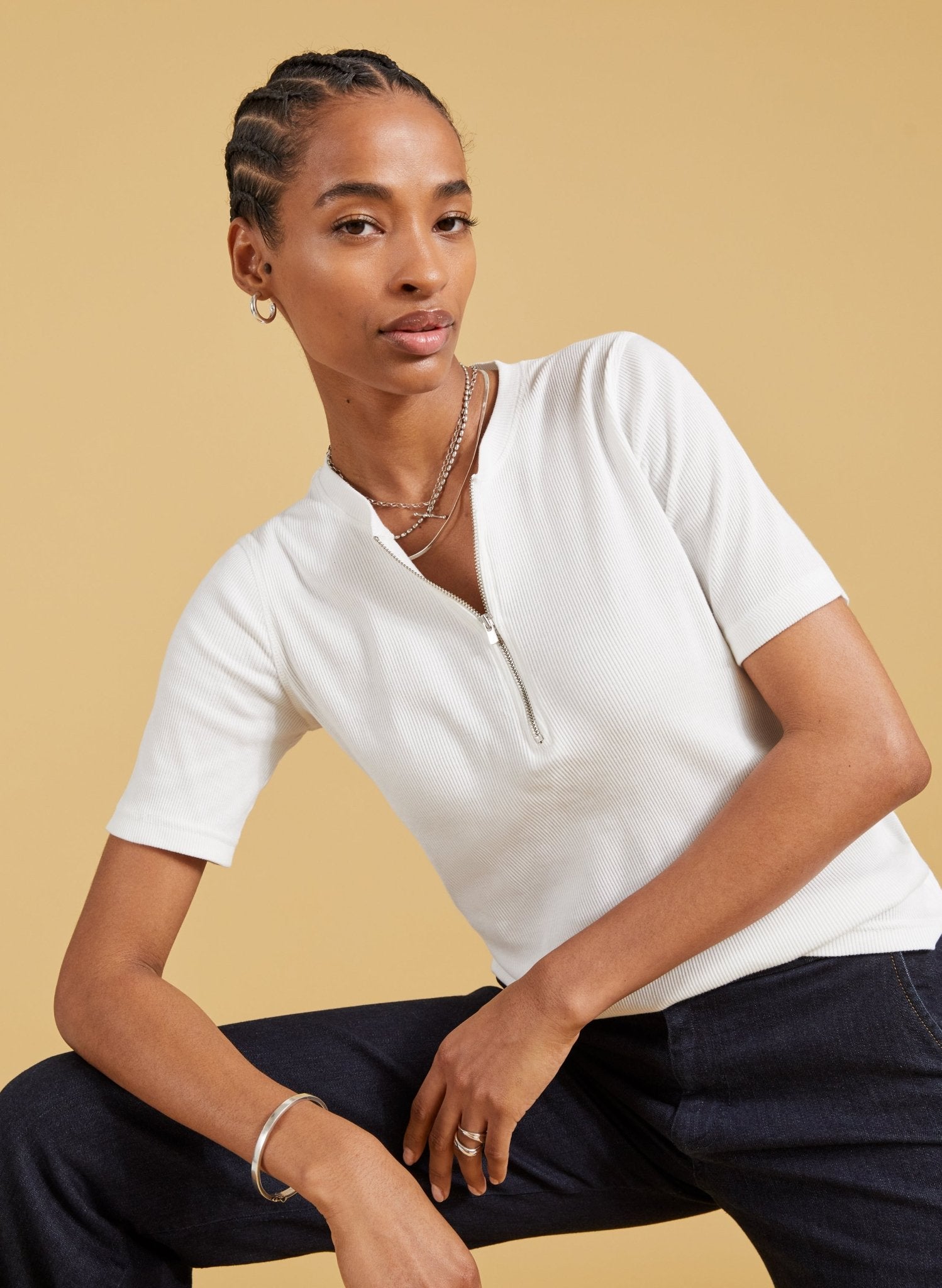 Baukjen Essentials Organic Cotton Zip Top - Pure White Baukjen