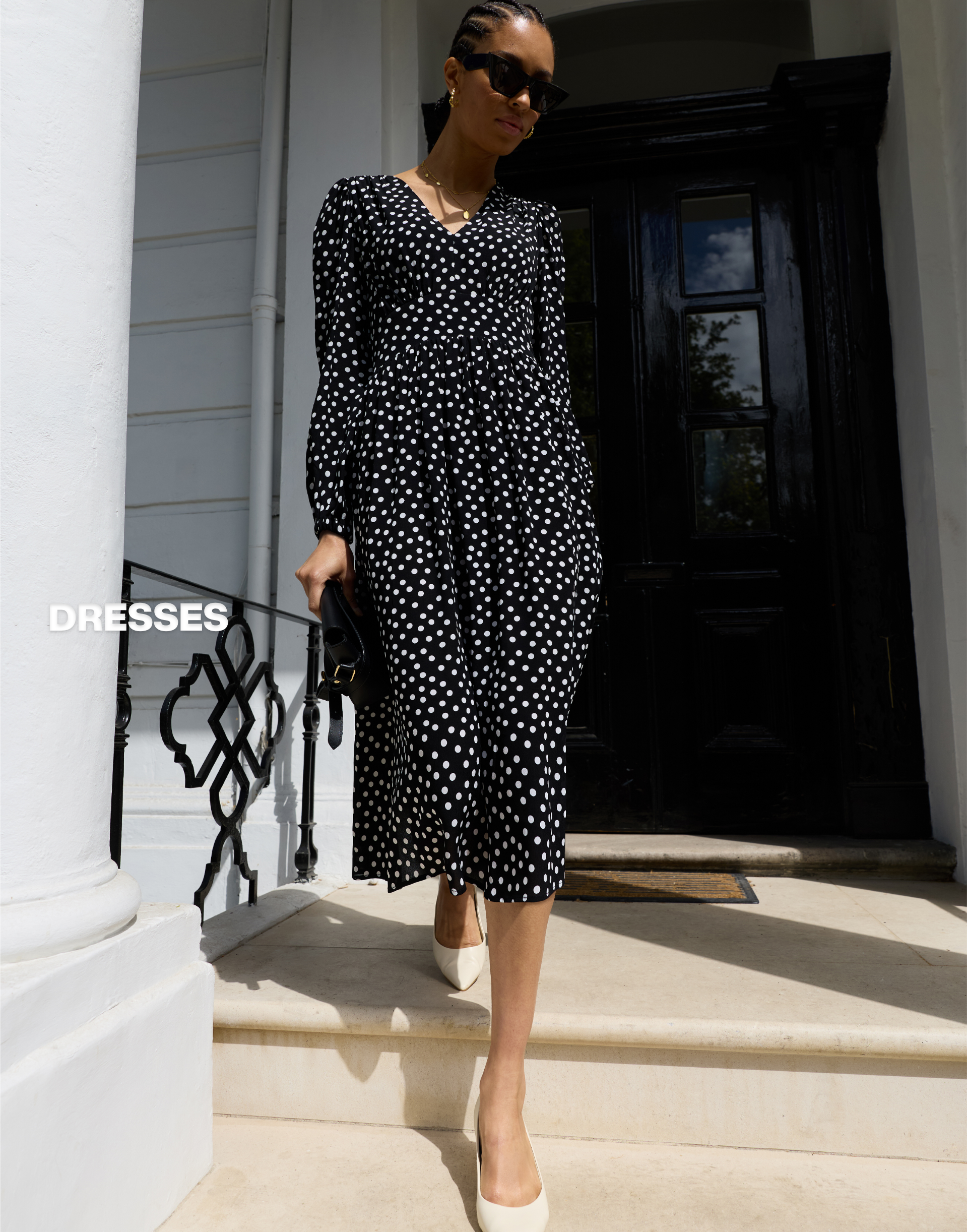 Daryl Printed Midi Dress in Black Polka from the Baukjen summer collection.