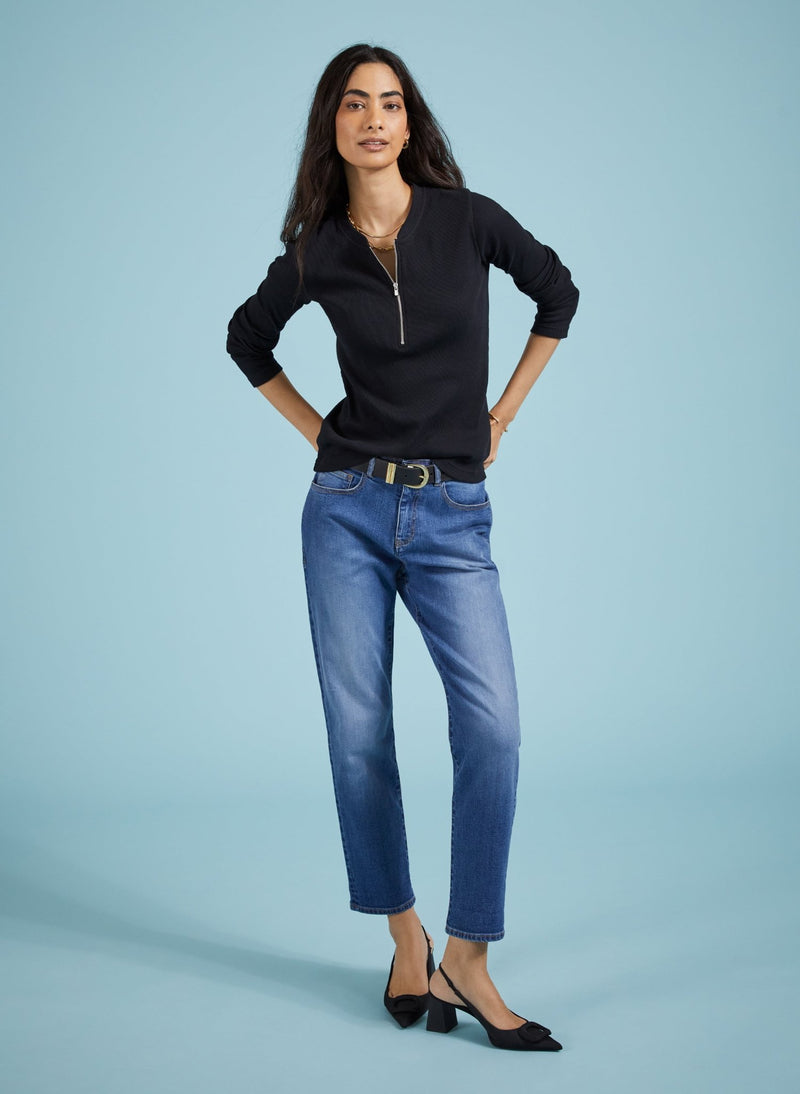 Baukjen Organic Cotton Stretch Boyfriend Jeans - Washed Indigo Baukjen