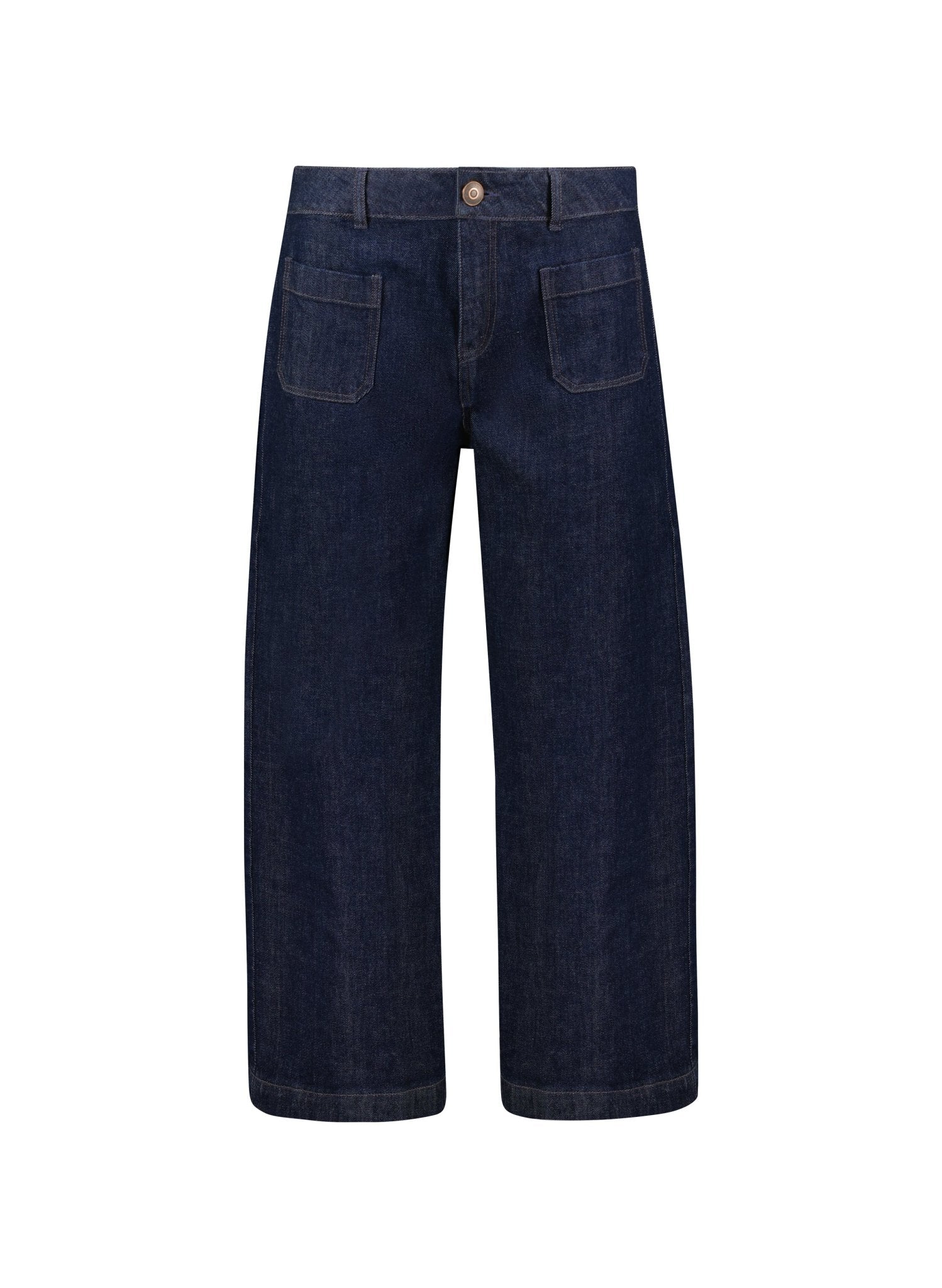 Baukjen Organic Denim Wide Crop Pocket Front Jeans - Dark Denim Baukjen