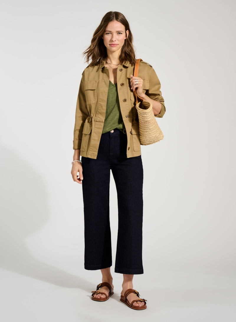 Baukjen Organic Denim Wide Crop Pocket Front Jeans - Dark Denim Baukjen