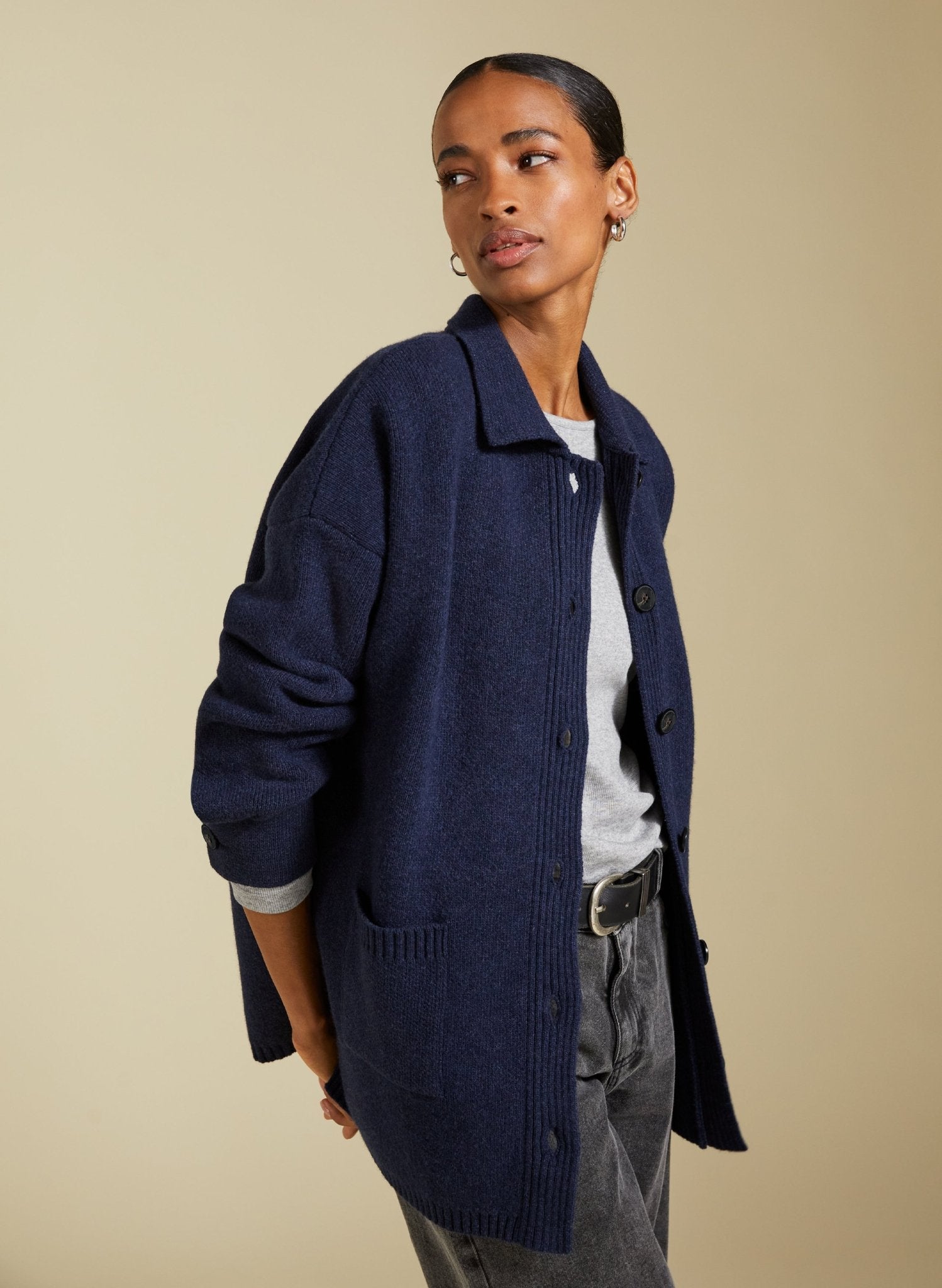 Bay Wool Blend Knitted Jacket - Deep Indigo Baukjen