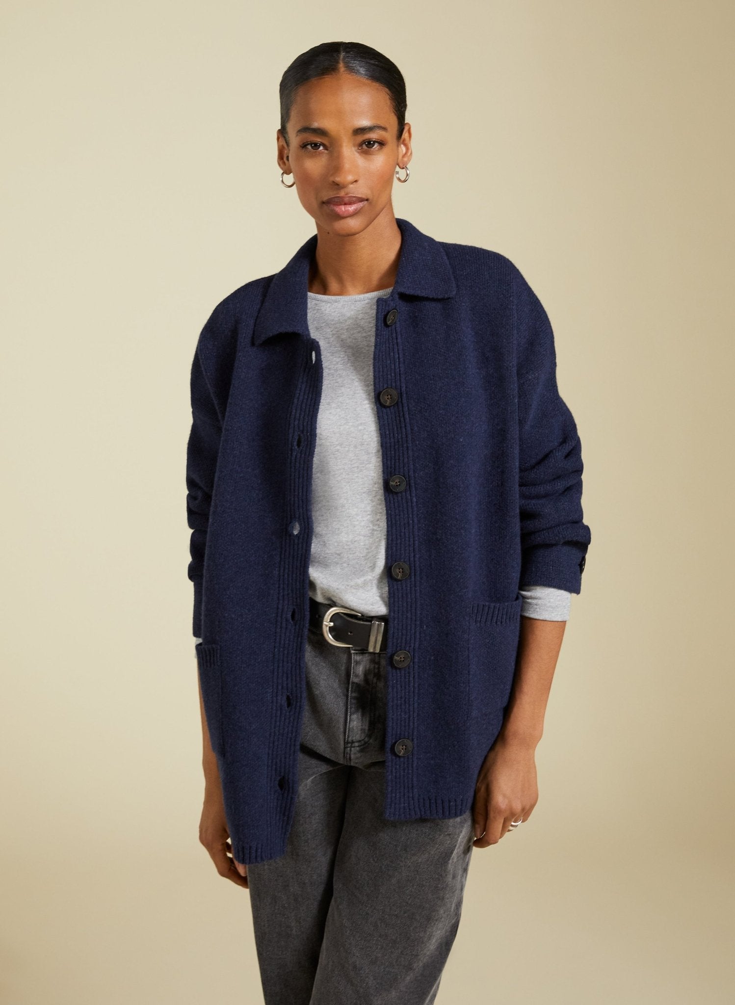 Bay Wool Blend Knitted Jacket - Deep Indigo Baukjen