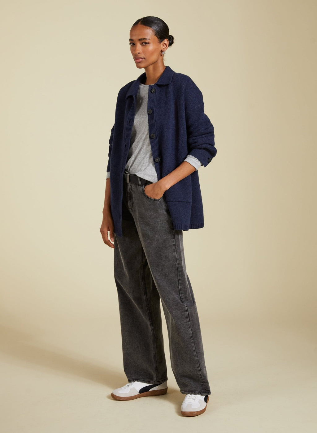 Bay Wool Blend Knitted Jacket - Deep Indigo Baukjen