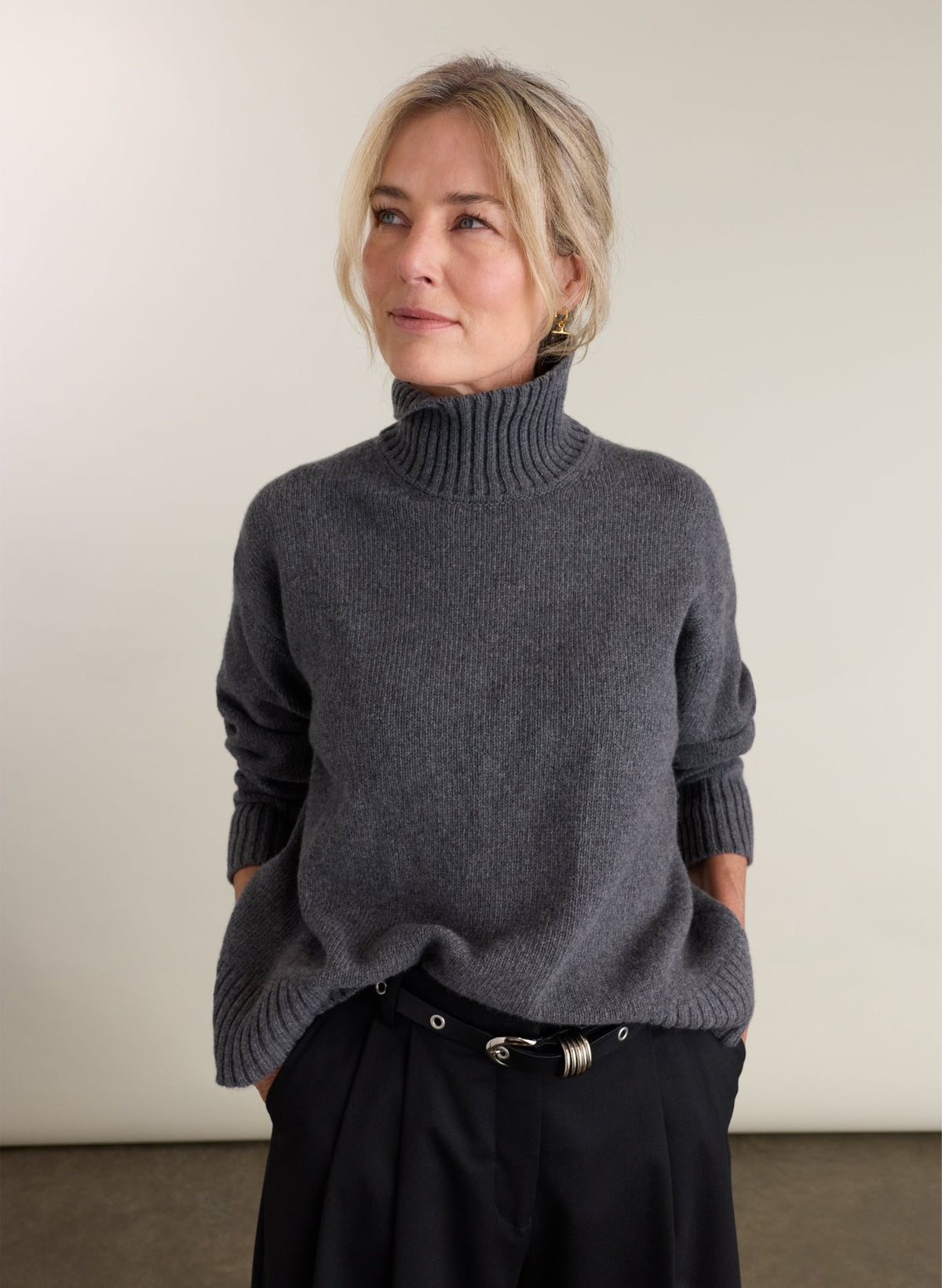 Bella Cashmere Turtleneck Jumper - Grey Baukjen