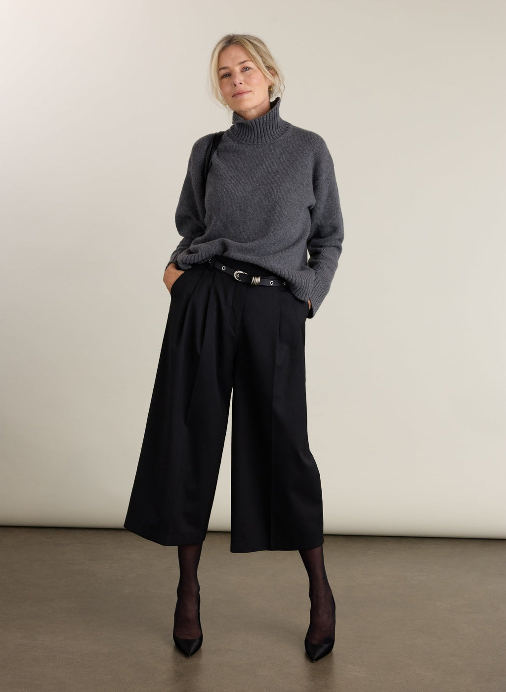 Bella Cashmere Turtleneck Jumper - Grey Baukjen