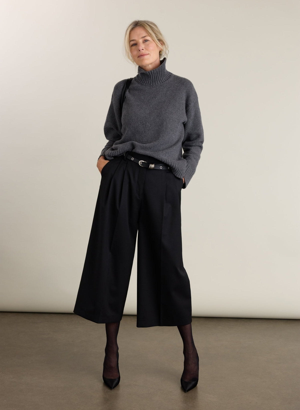 Bella Cashmere Turtleneck Jumper - Grey Baukjen